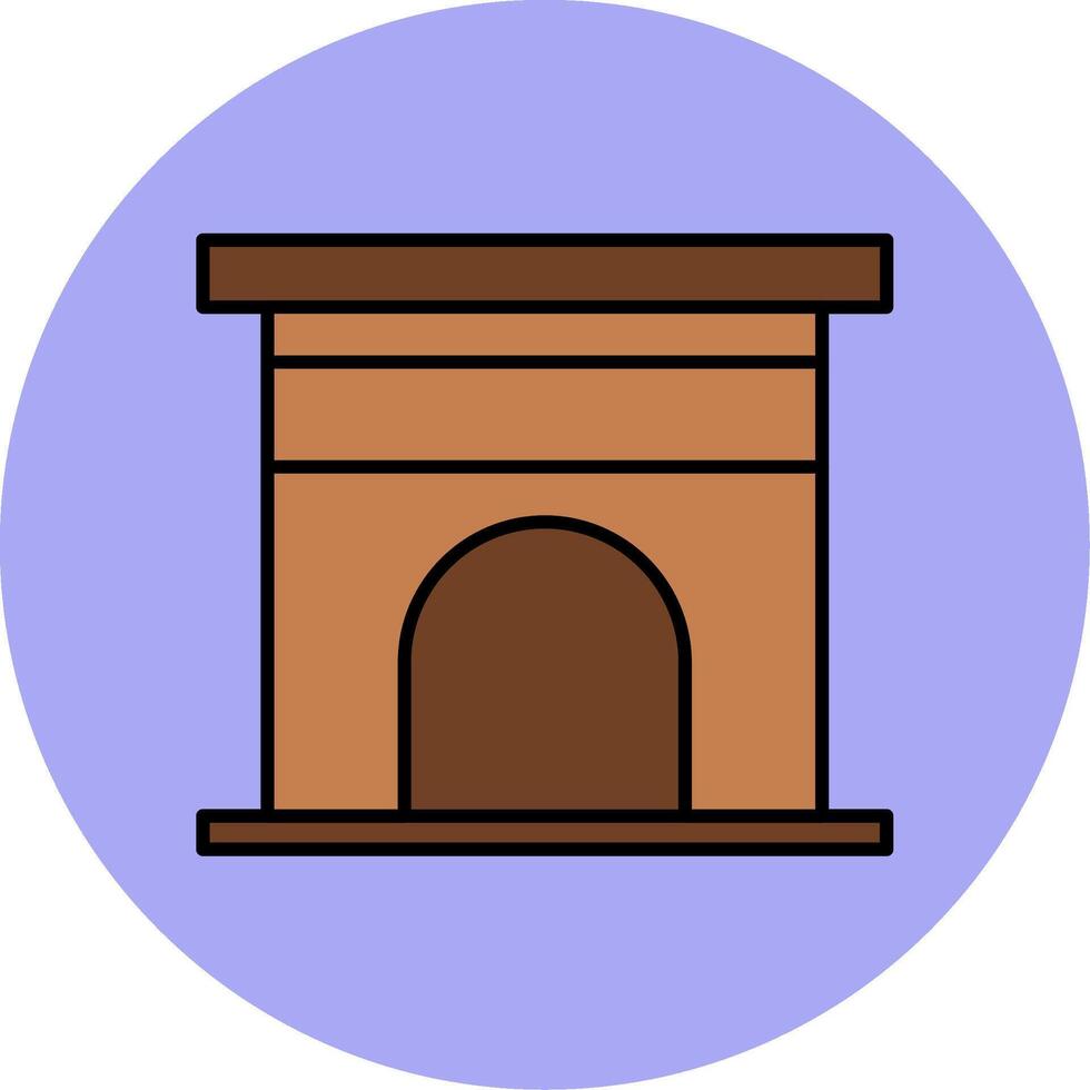 Fireplace Line Filled multicolour Circle Icon vector