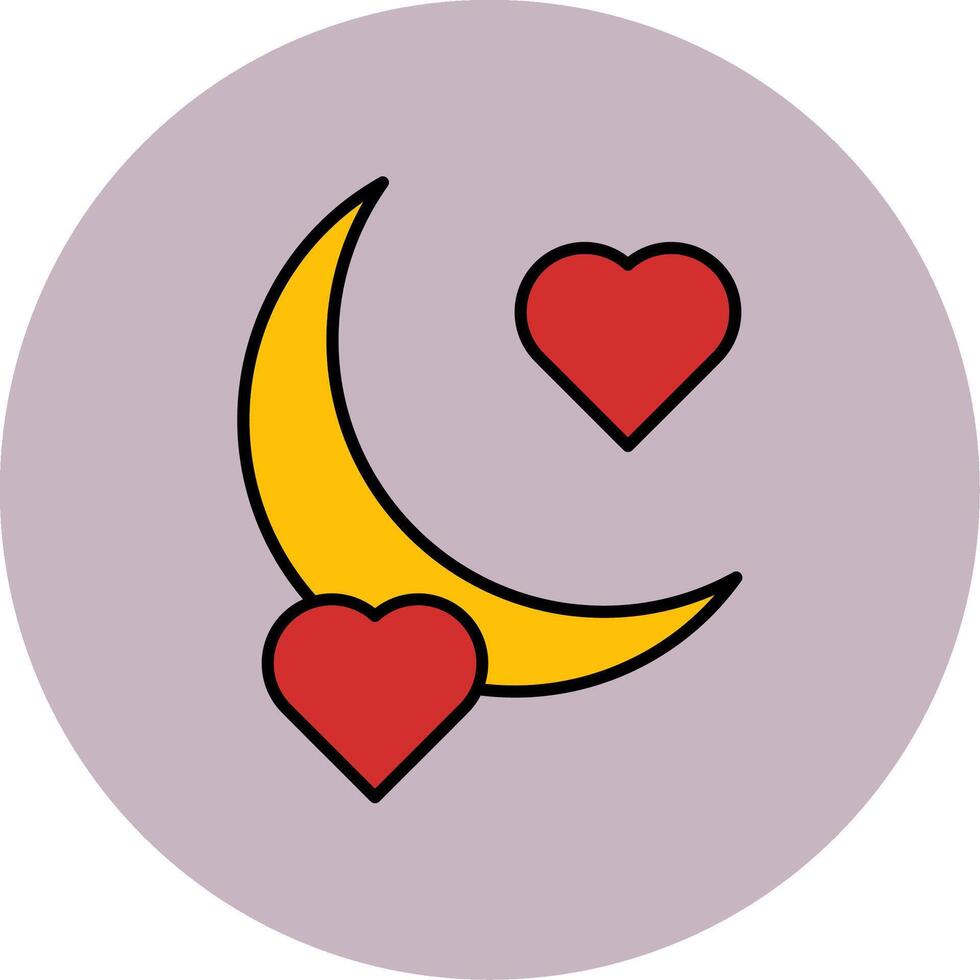 Honey Moon Line Filled multicolour Circle Icon vector