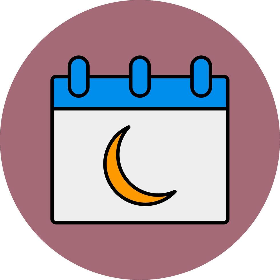 Moon Calendar Line Filled multicolour Circle Icon vector