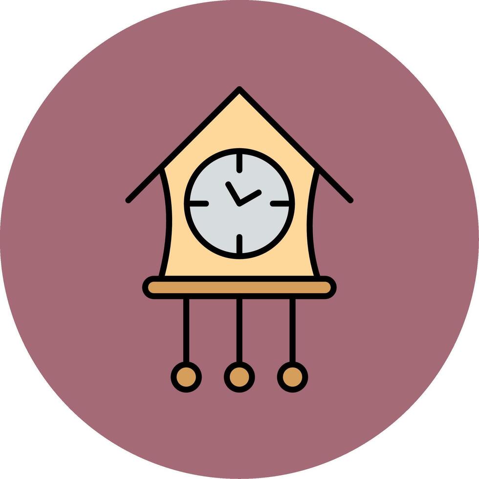 Cuckoo Clock Line Filled multicolour Circle Icon vector