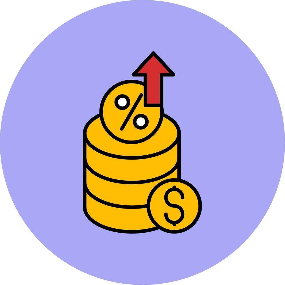 Interest Rate Line Filled multicolour Circle Icon vector