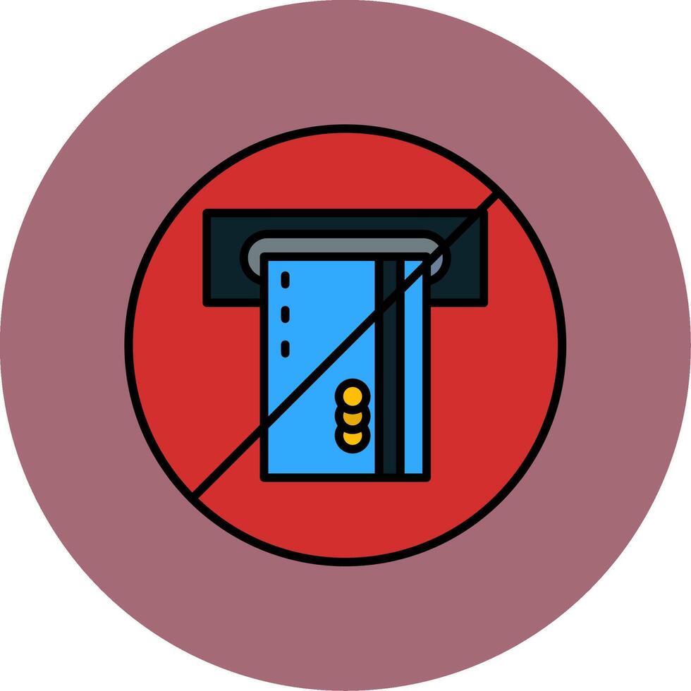 No Credit Card Line Filled multicolour Circle Icon vector