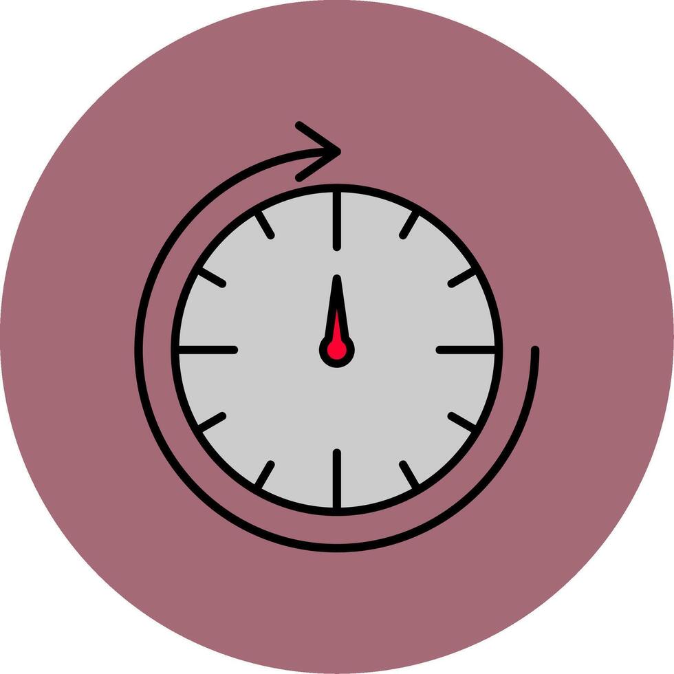 Round Clock Line Filled multicolour Circle Icon vector