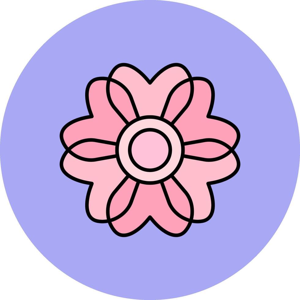 sakura línea lleno multicolor circulo icono vector