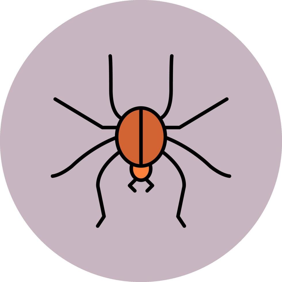 araña línea lleno multicolor circulo icono vector