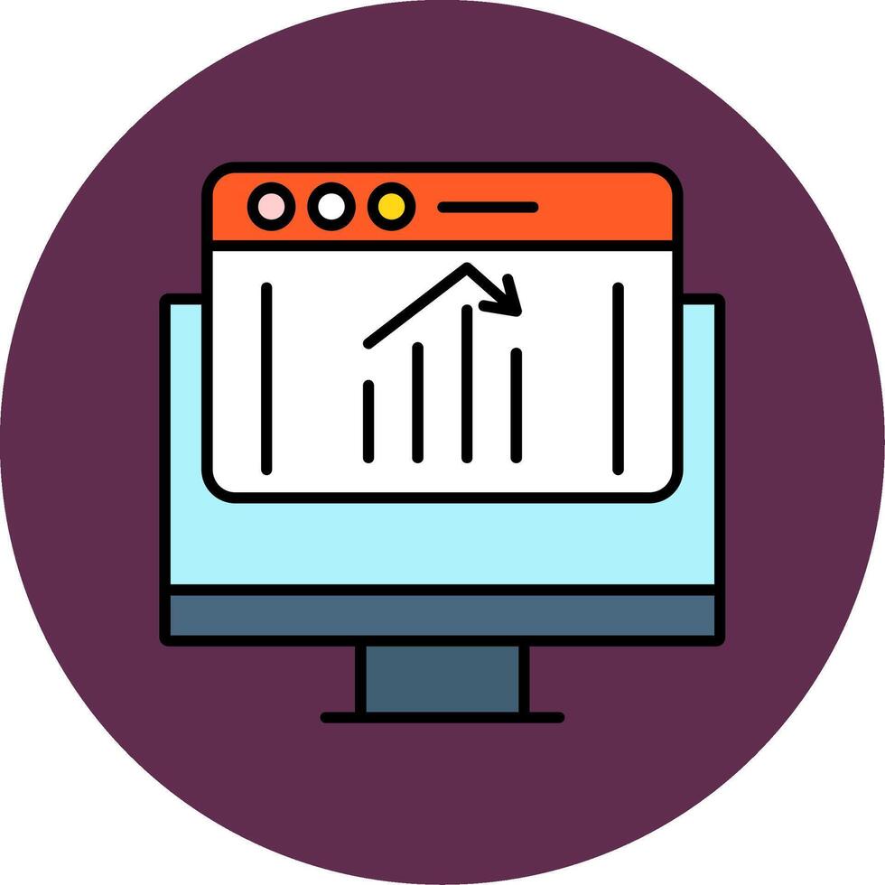 Down Line Filled multicolour Circle Icon vector