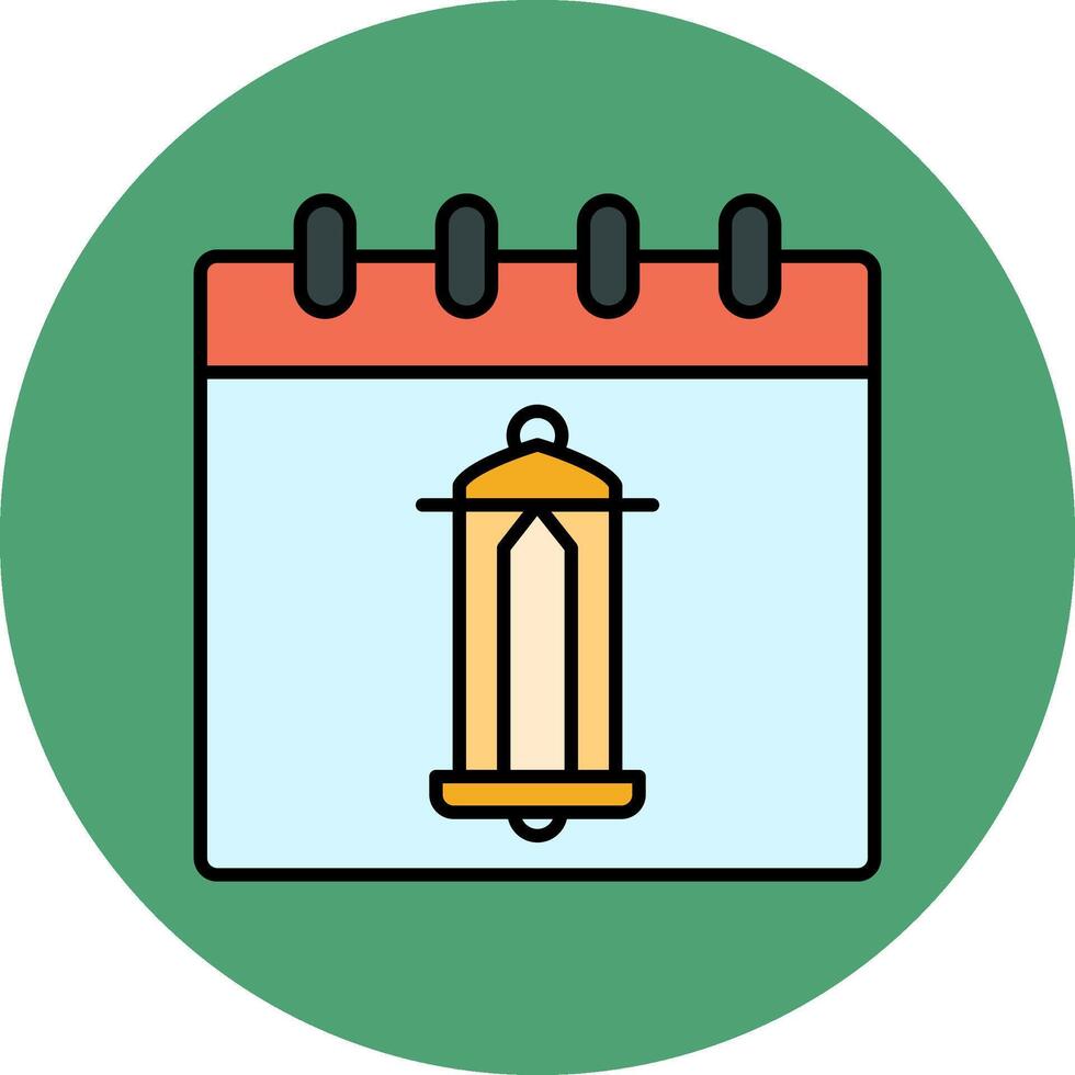 Calendar Line Filled multicolour Circle Icon vector