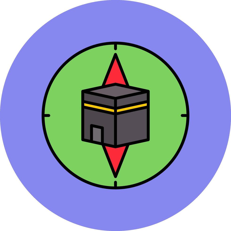 Qibla Compass Line Filled multicolour Circle Icon vector