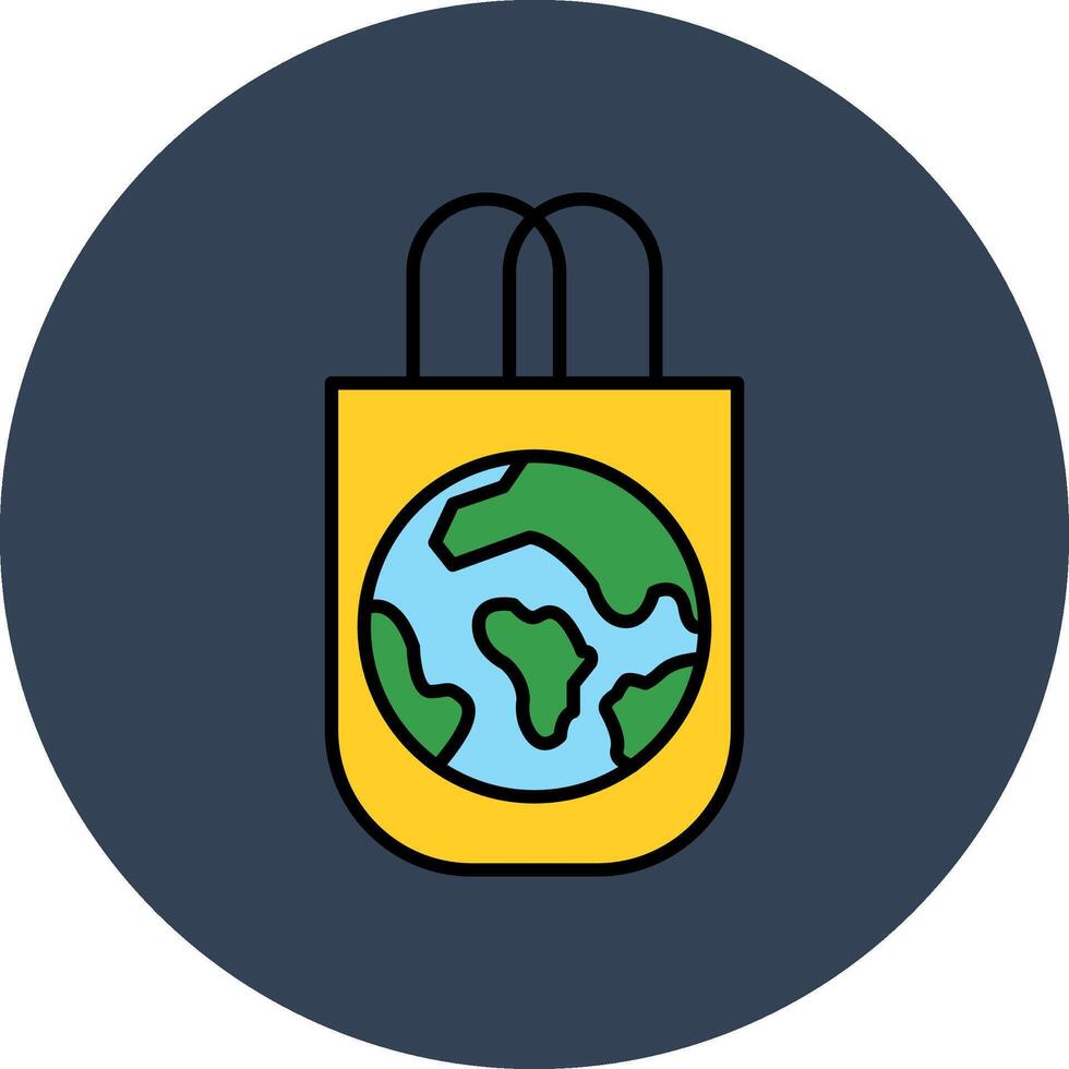 Eco Bag Line Filled multicolour Circle Icon vector