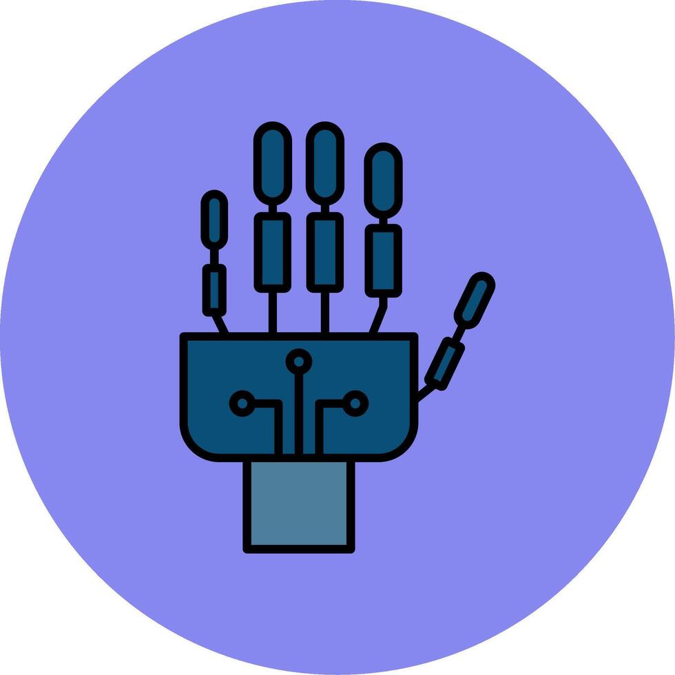 Robotics hand Line Filled multicolour Circle Icon vector