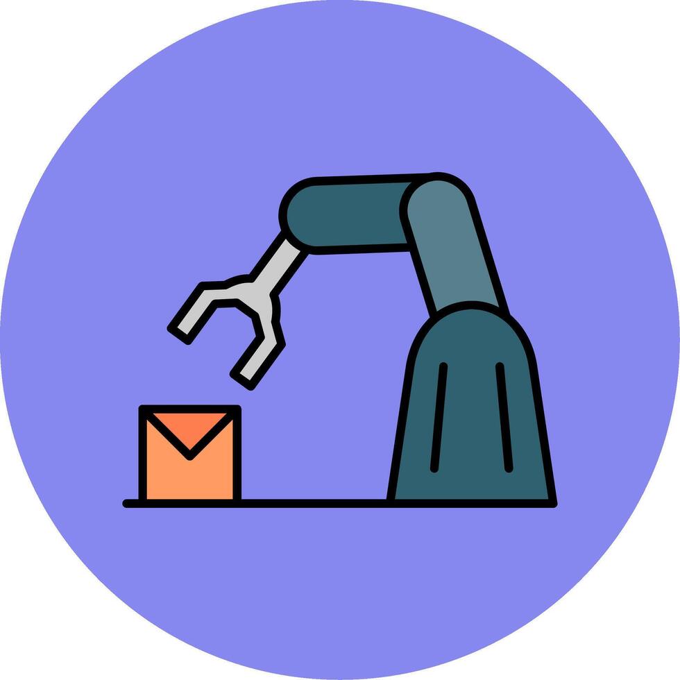 Robotic Arm Line Filled multicolour Circle Icon vector