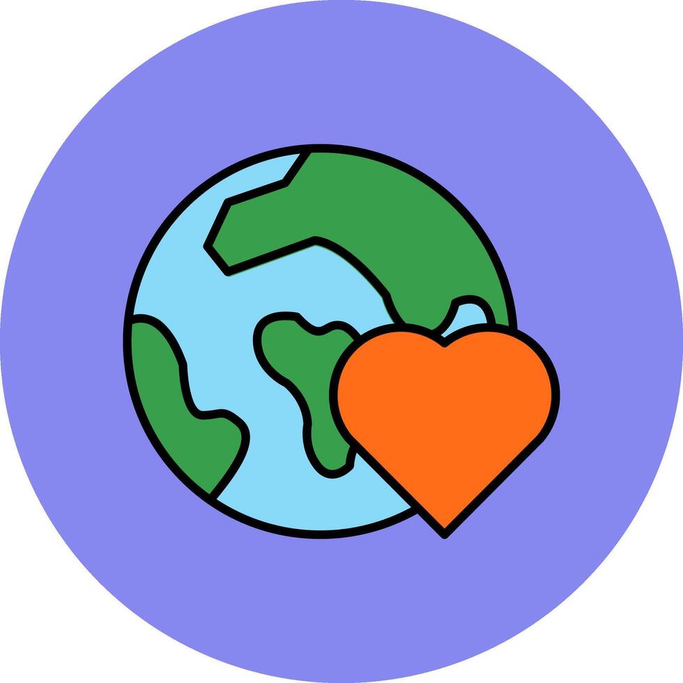 Earth Line Filled multicolour Circle Icon vector