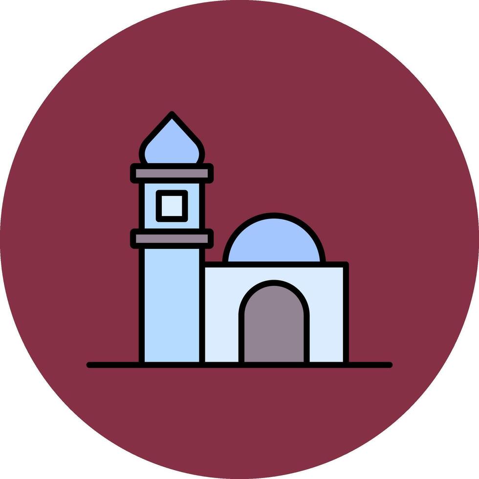 mezquita línea lleno multicolor circulo icono vector