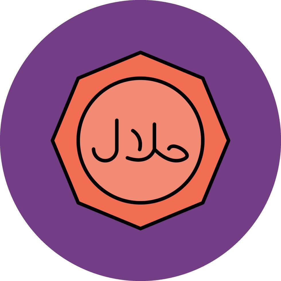 Halal Line Filled multicolour Circle Icon vector