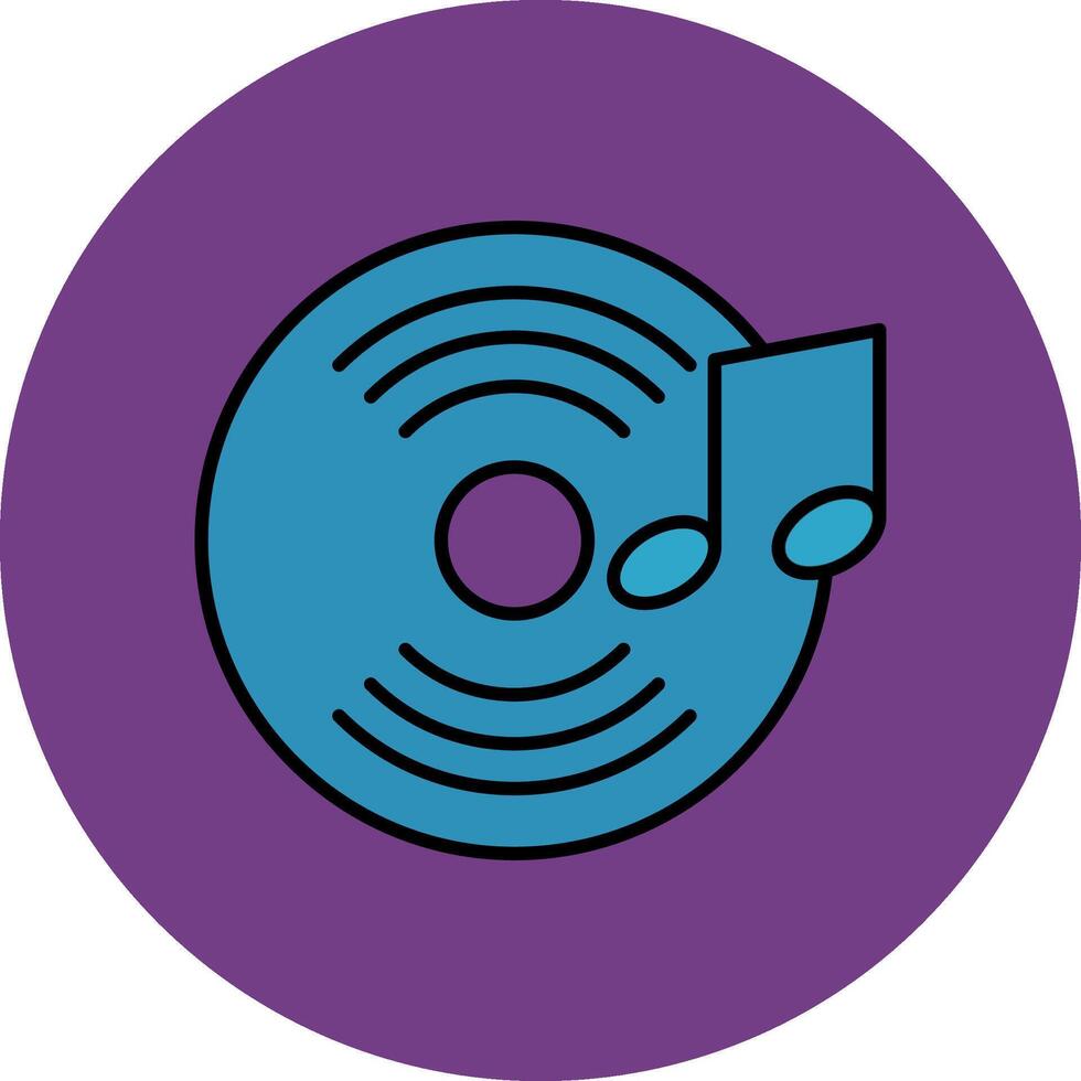 Vinyl Record Line Filled multicolour Circle Icon vector