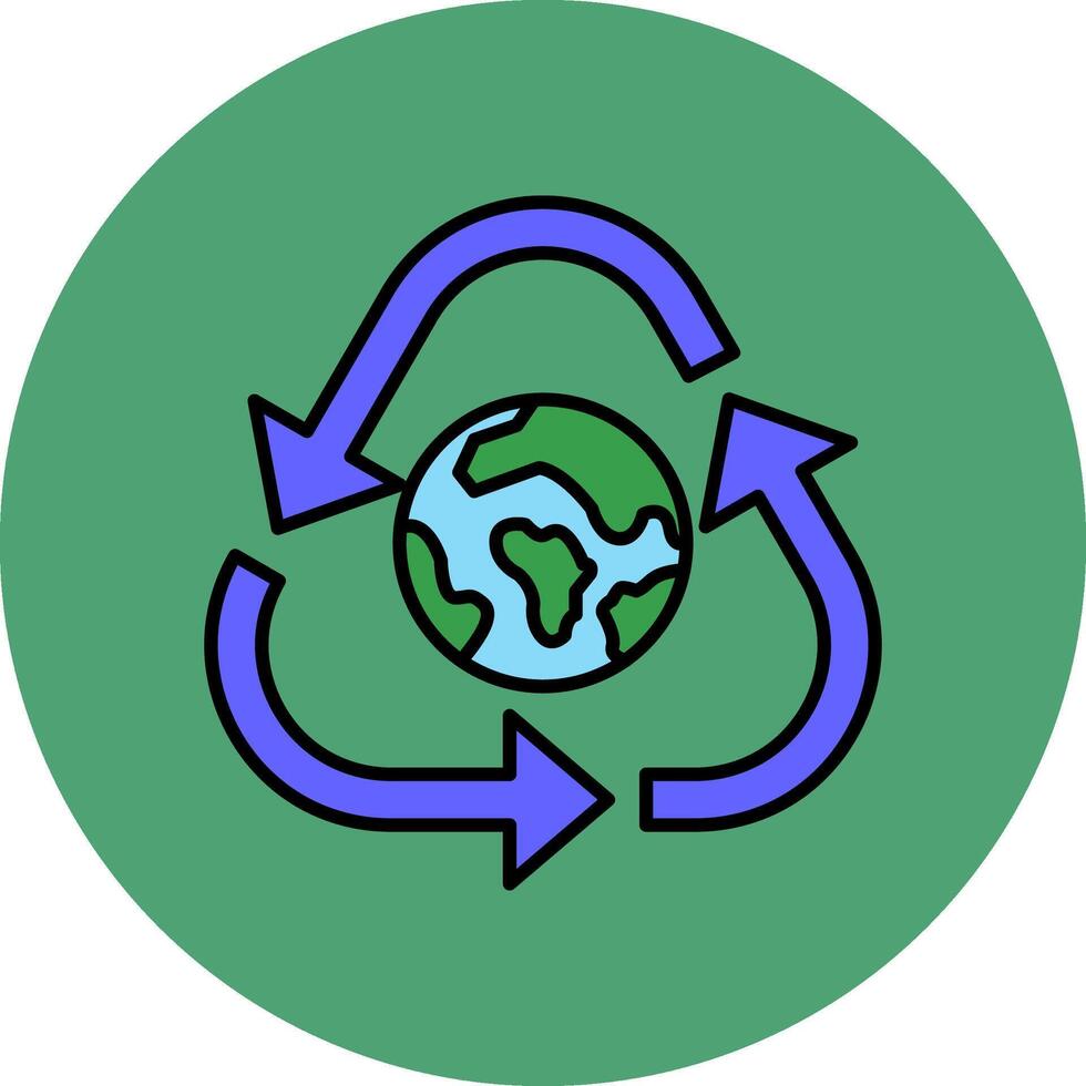 Recycle Line Filled multicolour Circle Icon vector