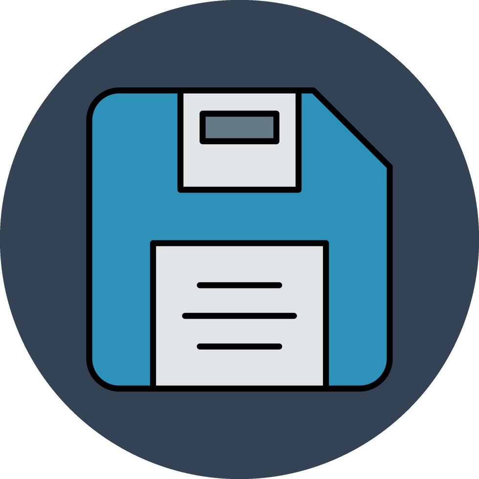 Diskette Line Filled multicolour Circle Icon vector