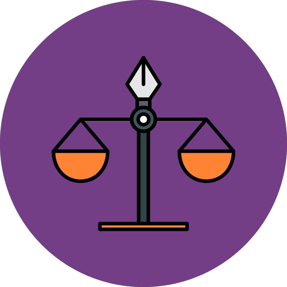 Justice Scale Line Filled multicolour Circle Icon vector