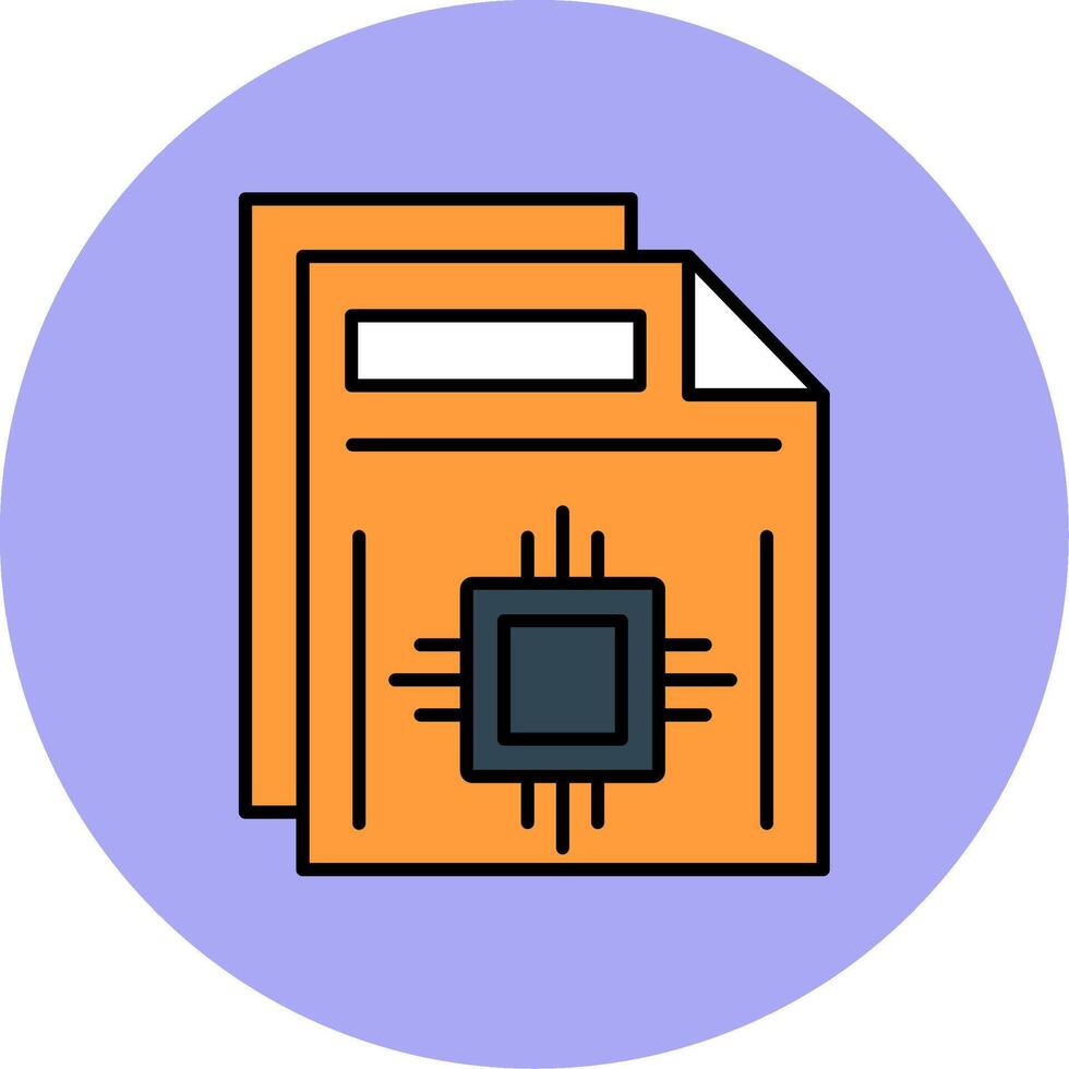 Document Line Filled multicolour Circle Icon vector