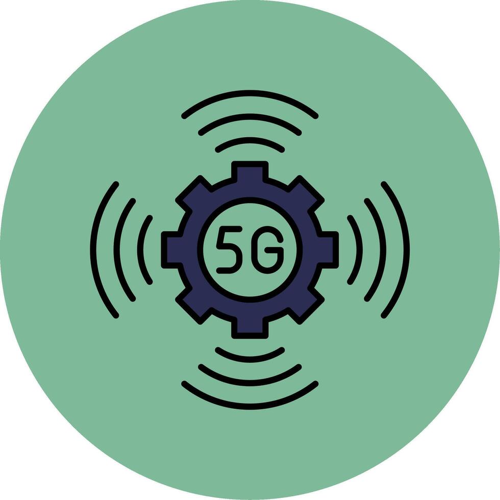 5G Line Filled multicolour Circle Icon vector