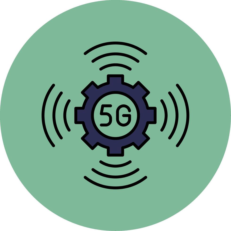 5G Line Filled multicolour Circle Icon vector