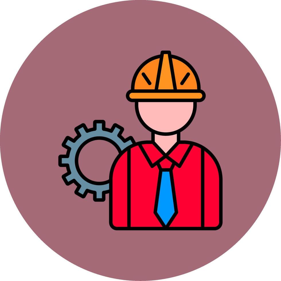 Engineer Line Filled multicolour Circle Icon vector