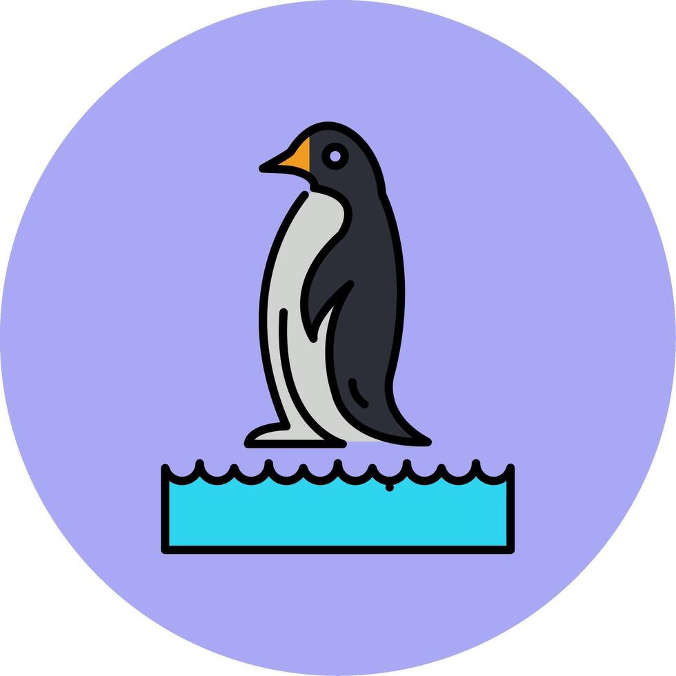 Penguin Line Filled multicolour Circle Icon vector