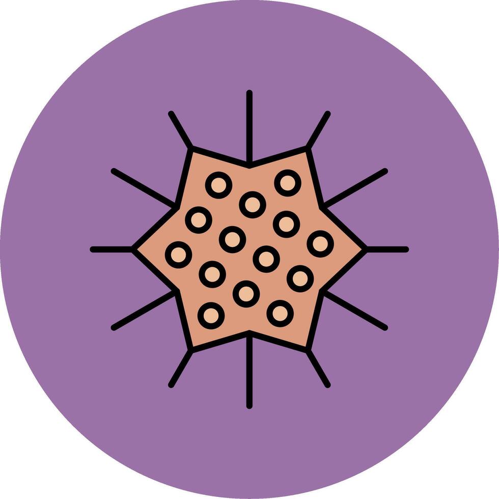 Sea Urchin Line Filled multicolour Circle Icon vector