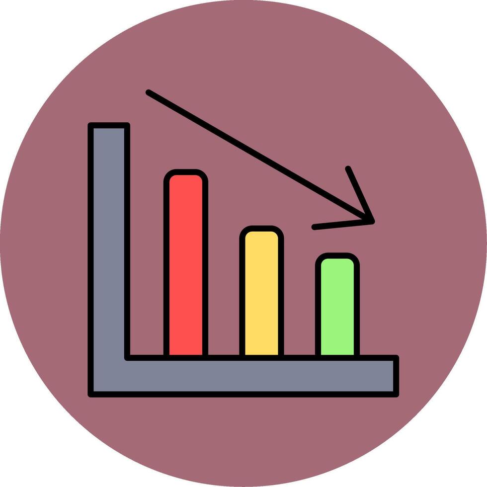 Line chart Line Filled multicolour Circle Icon vector