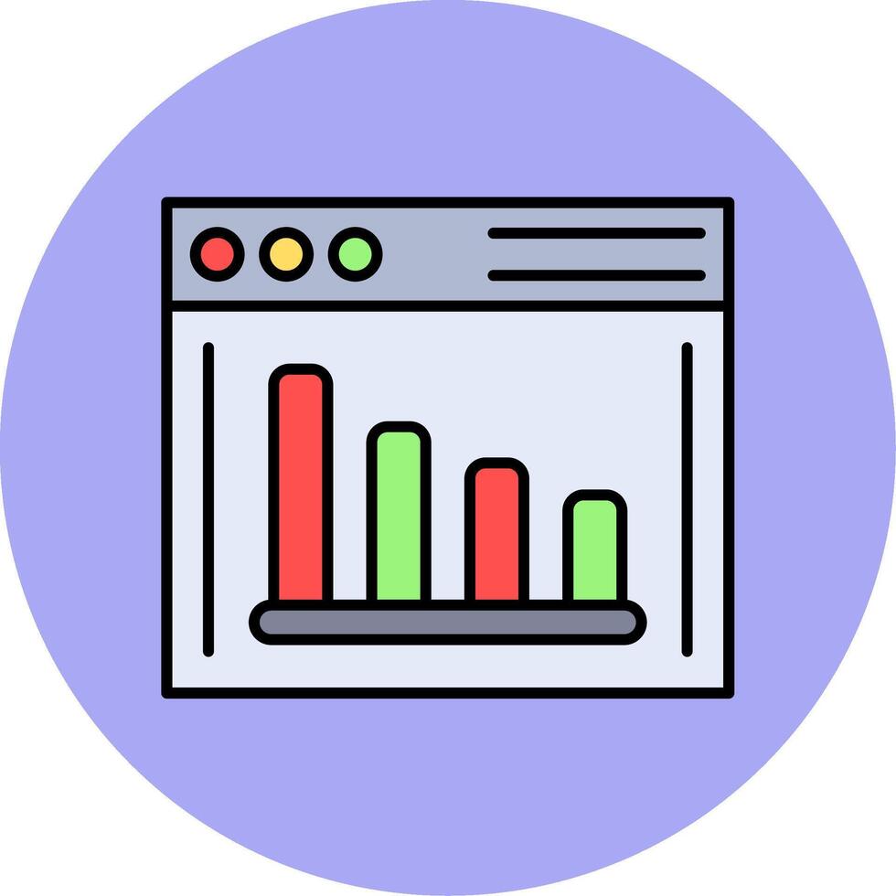 Statistics Line Filled multicolour Circle Icon vector