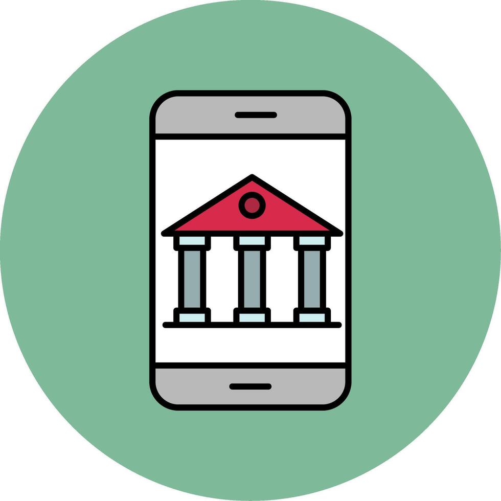 Online Banking Line Filled multicolour Circle Icon vector