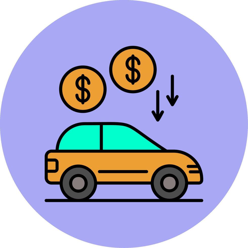 Car Loan Line Filled multicolour Circle Icon vector