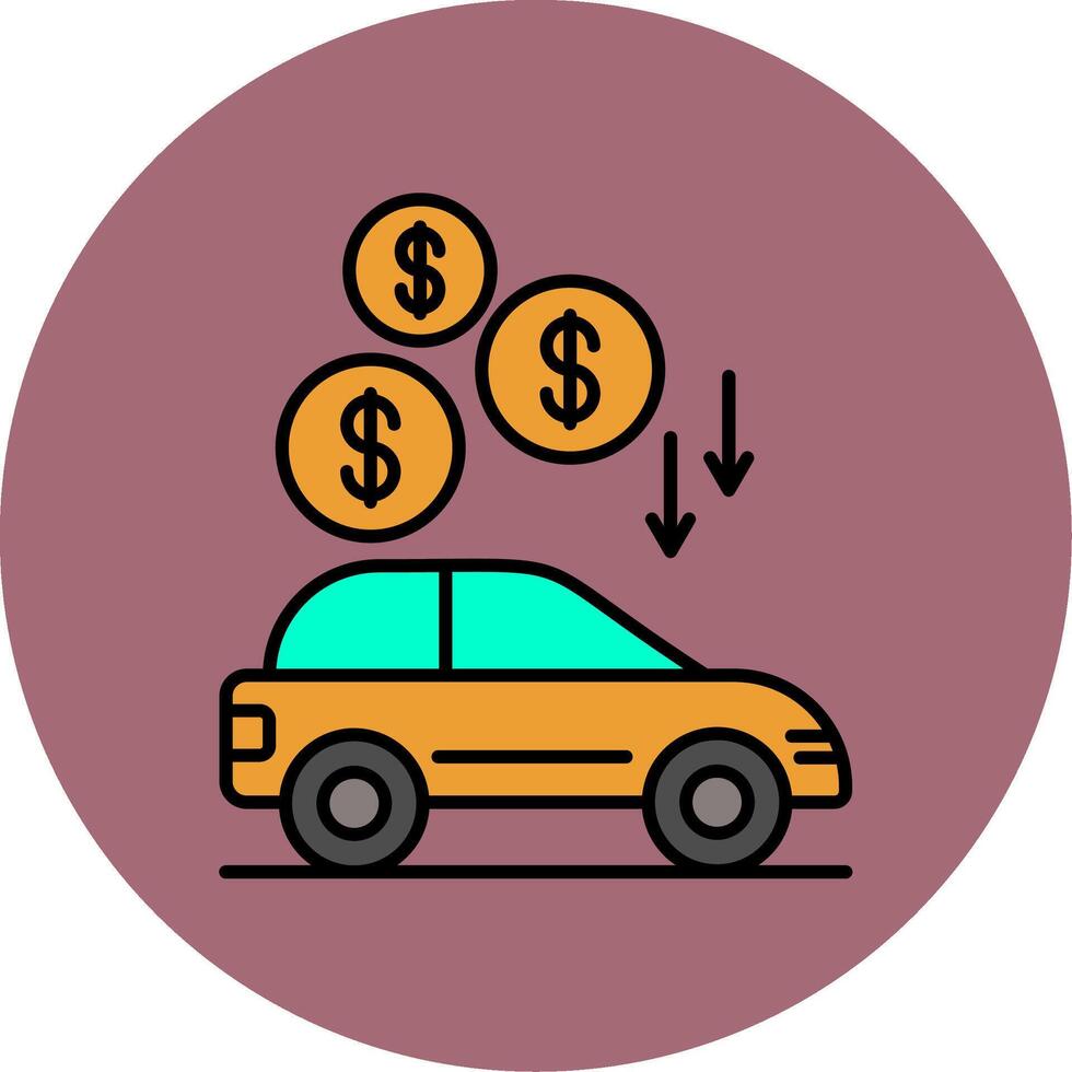 Car Line Filled multicolour Circle Icon vector