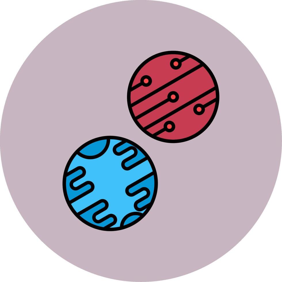 planetas línea lleno multicolor circulo icono vector