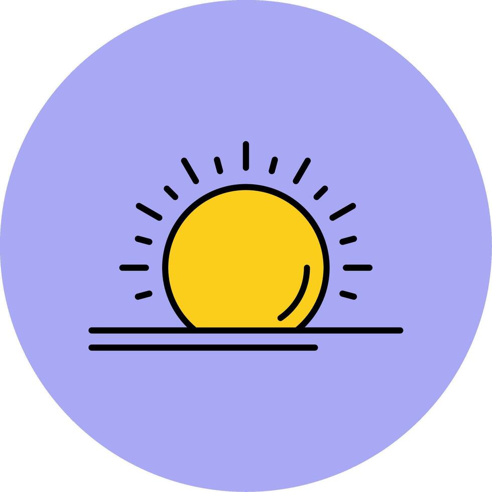 Sun Line Filled multicolour Circle Icon vector