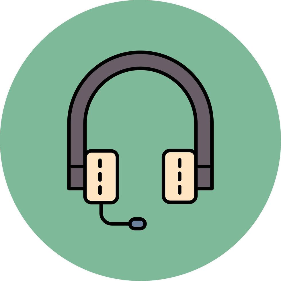 Headphones Line Filled multicolour Circle Icon vector