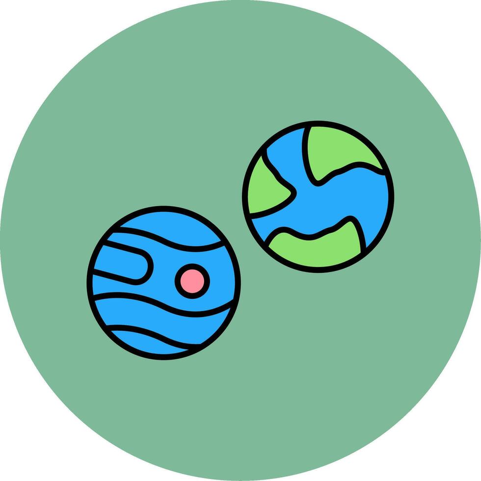 Planets Line Filled multicolour Circle Icon vector
