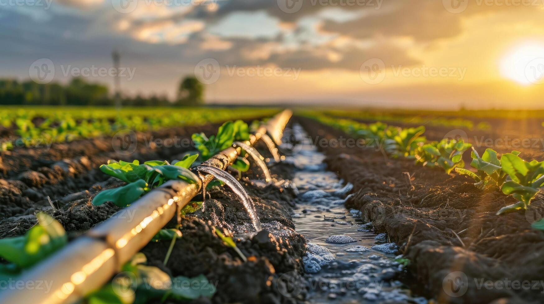 AI generated Precision irrigation systems and agricultural practices contributing to the efficient use of water in agriculture. photo