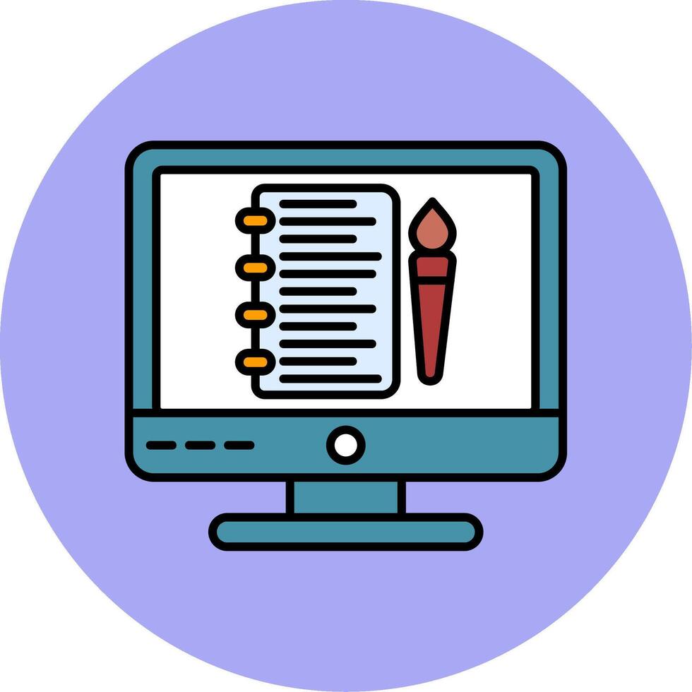 Sketchbook Line Filled multicolour Circle Icon vector