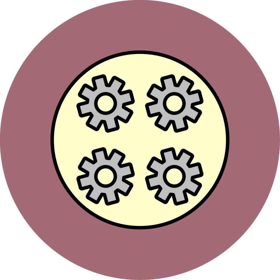 Gears Line Filled multicolour Circle Icon vector
