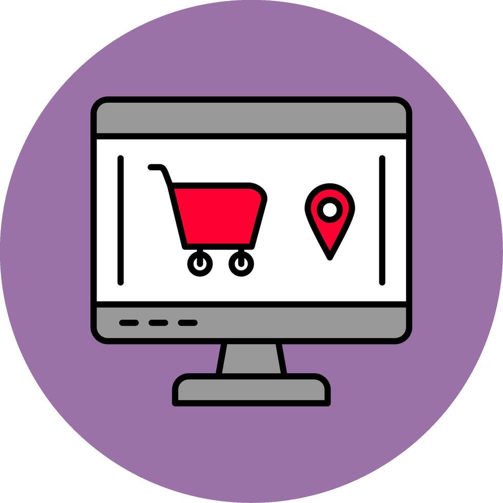 Online Order Line Filled multicolour Circle Icon vector
