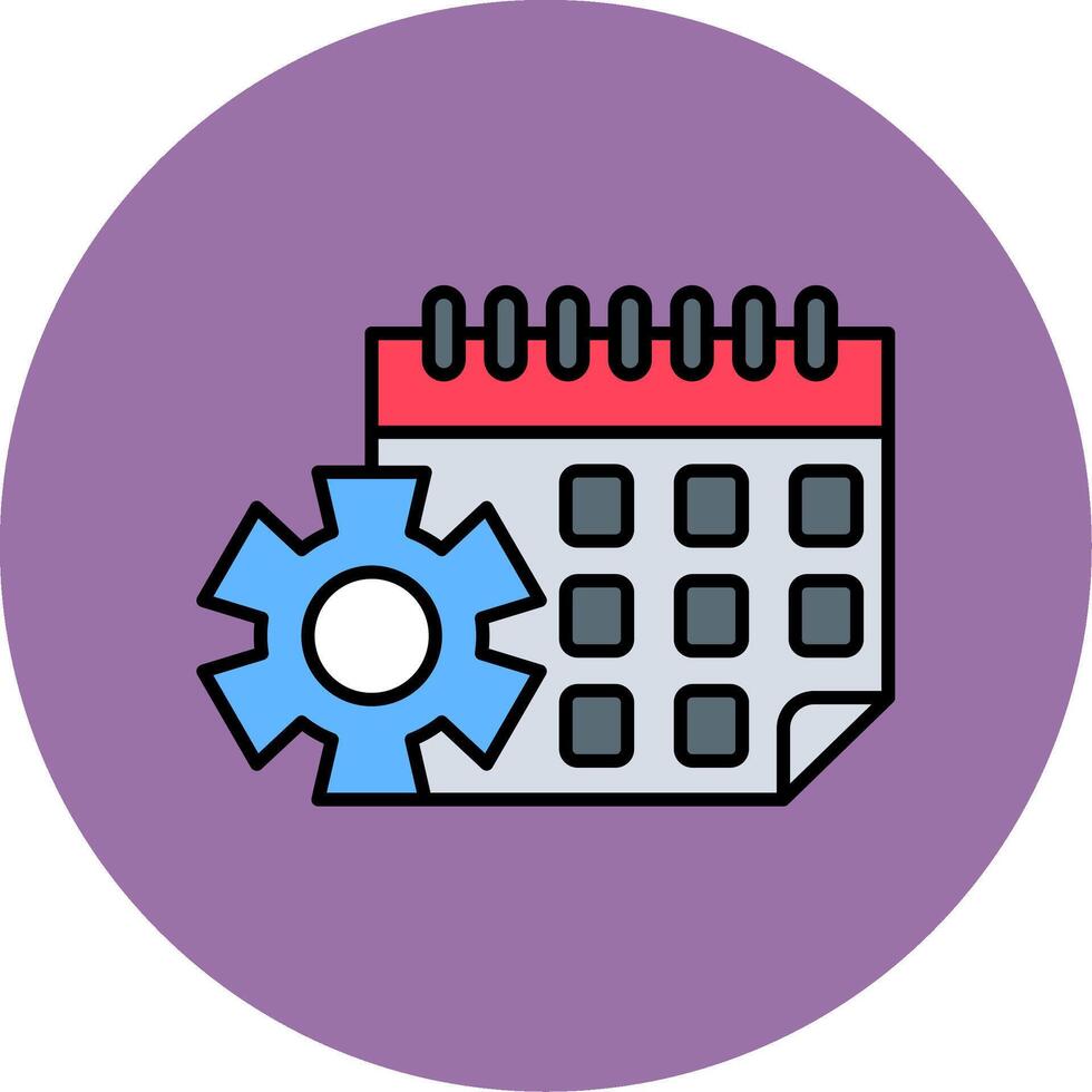 Calendar Line Filled multicolour Circle Icon vector