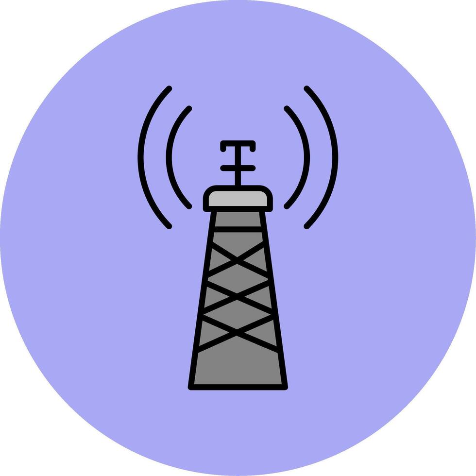 Signal Tower Line Filled multicolour Circle Icon vector