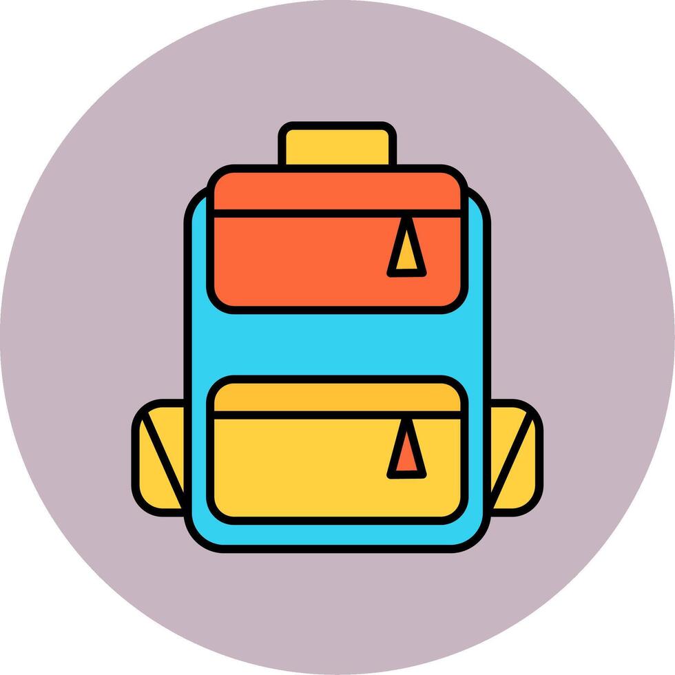 Backpack Line Filled multicolour Circle Icon vector