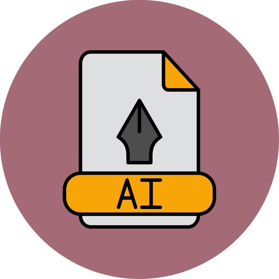Ai Line Filled multicolour Circle Icon vector