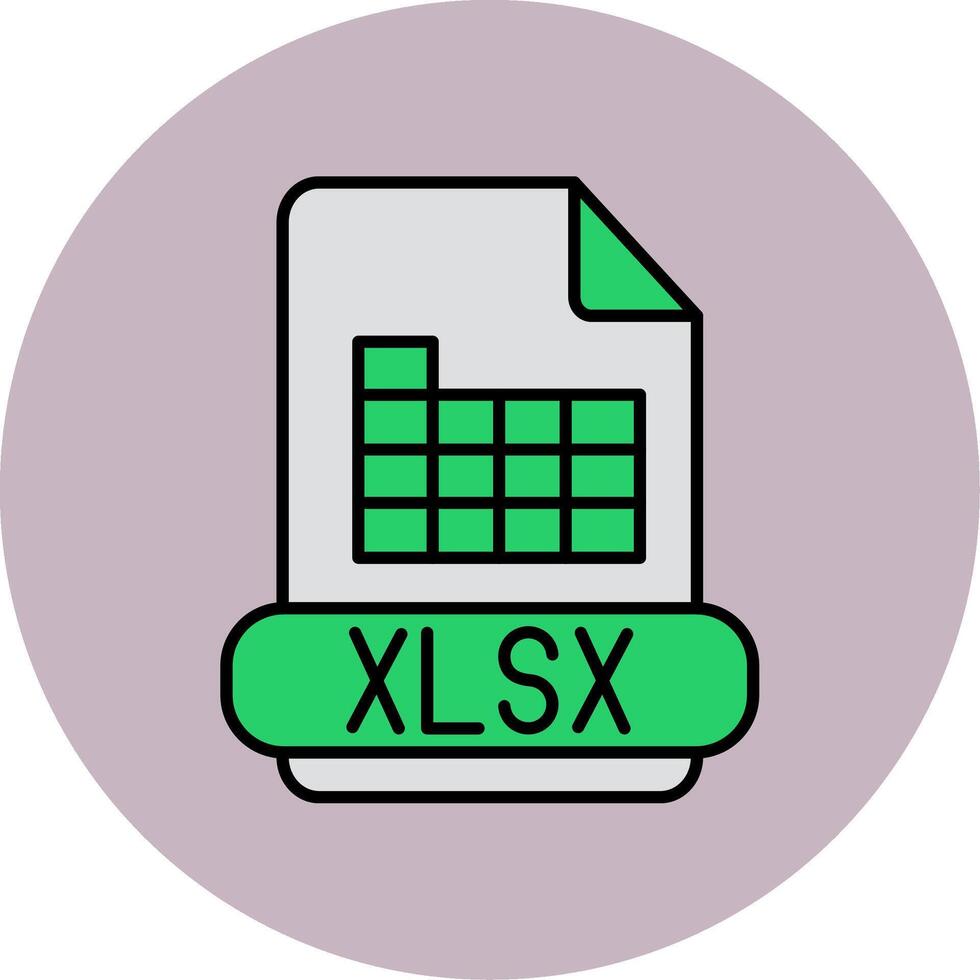 xlsx línea lleno multicolor circulo icono vector