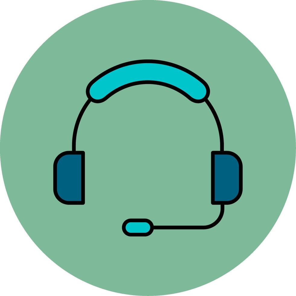 Headset Line Filled multicolour Circle Icon vector