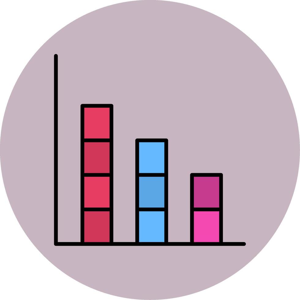 Bar Graph Line Filled multicolour Circle Icon vector