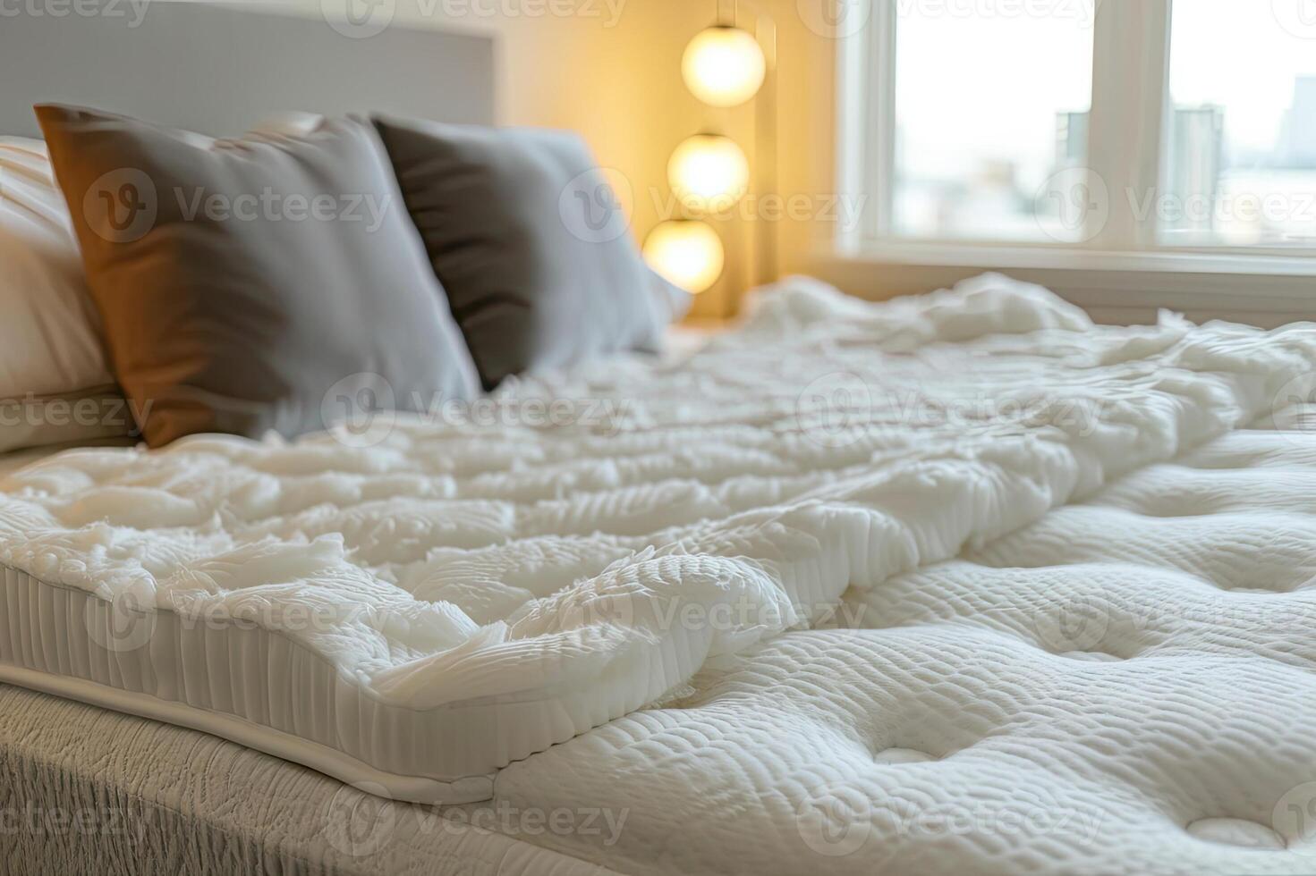 AI generated Detail of the mattress protection in the bed photo
