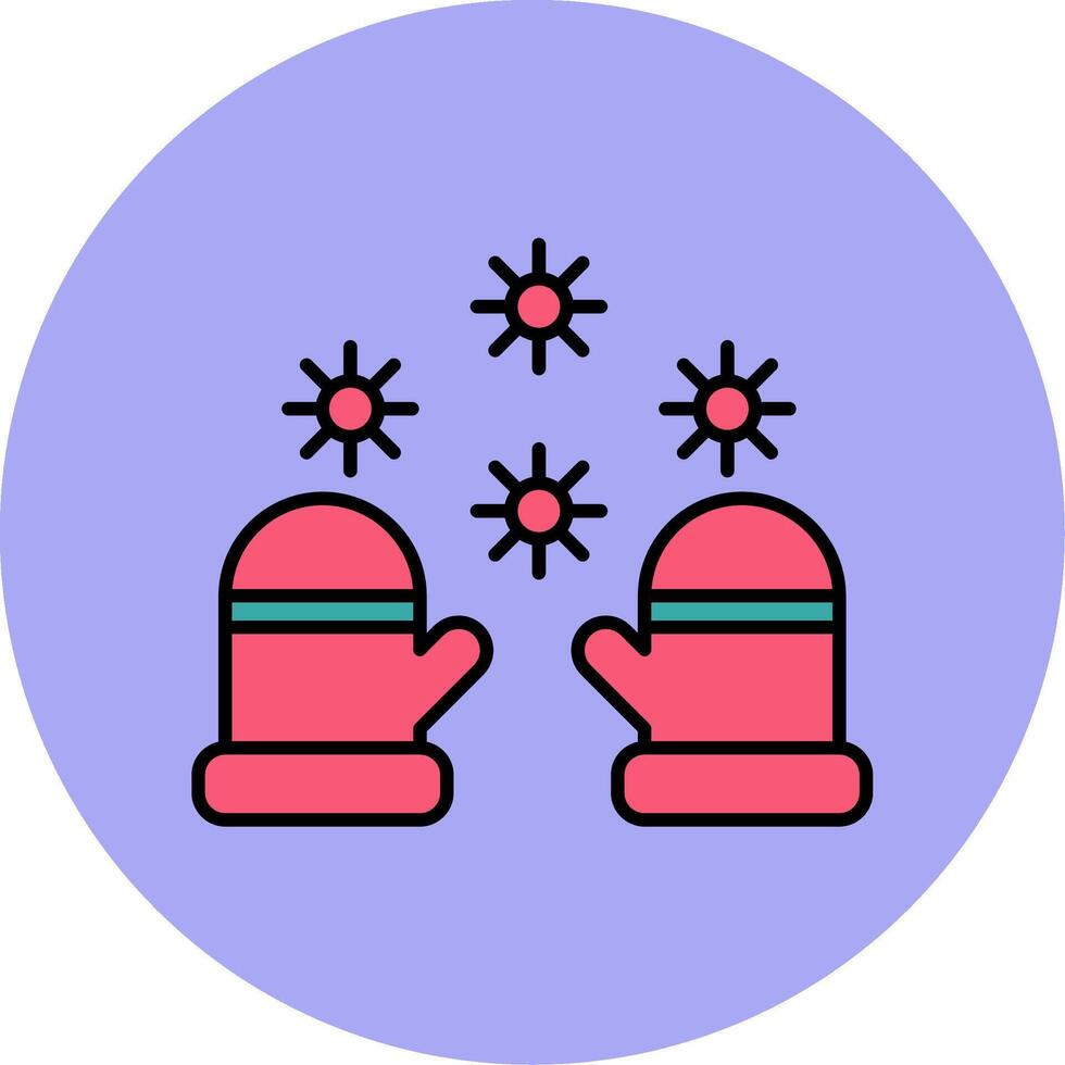 invierno guantes línea lleno multicolor circulo icono vector
